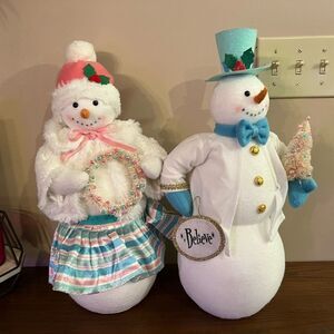 Fabric Mr. & Mrs. Snowman set
